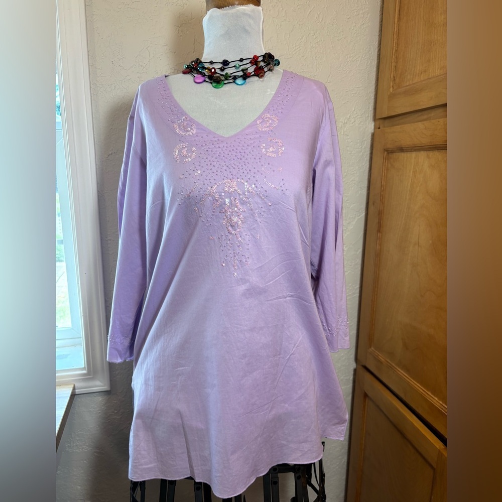 Liz Claiborne Purple‎ Oversized 3/4 Sleeve Tunic